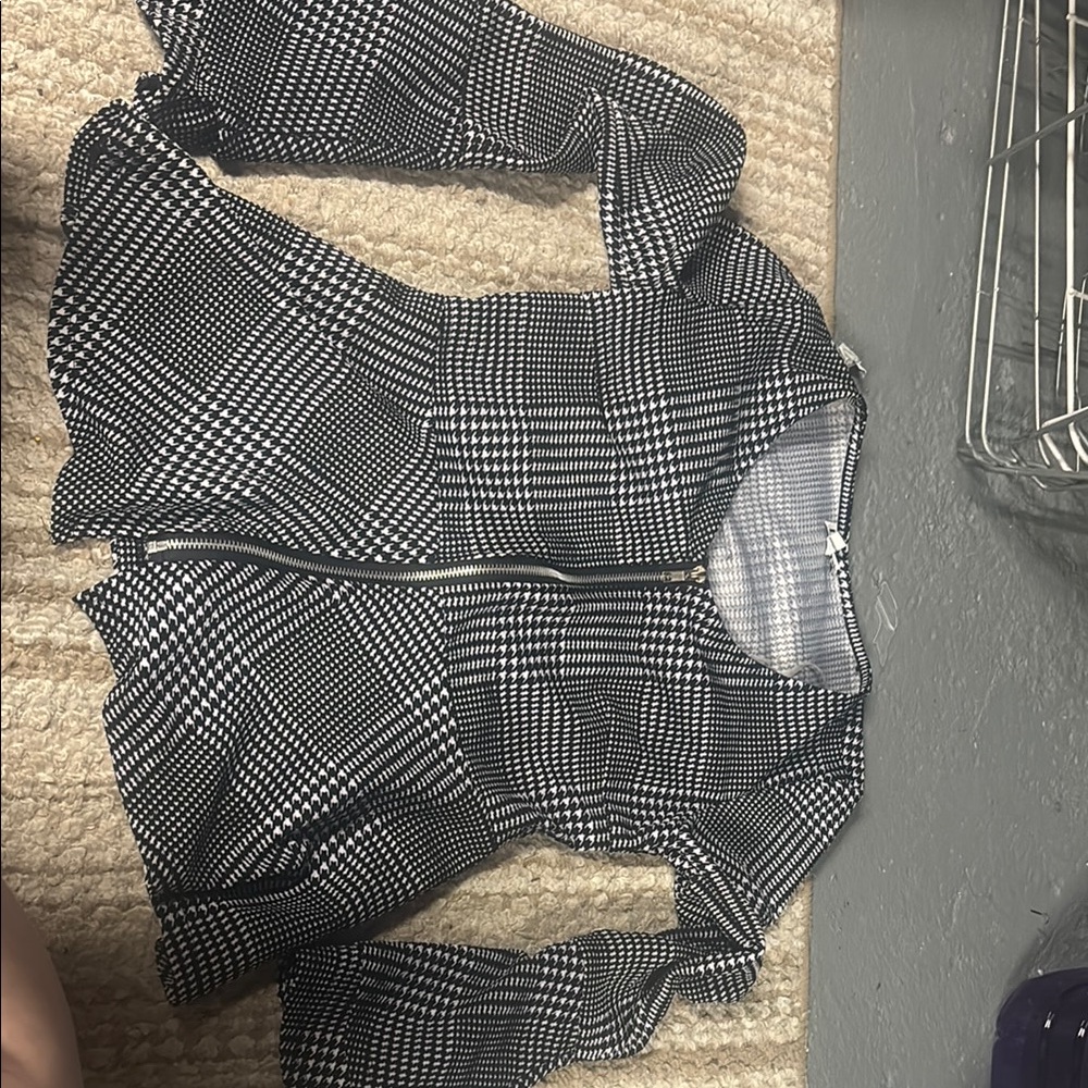 Love Black and Gray Asymmetrical Fitted Blouse